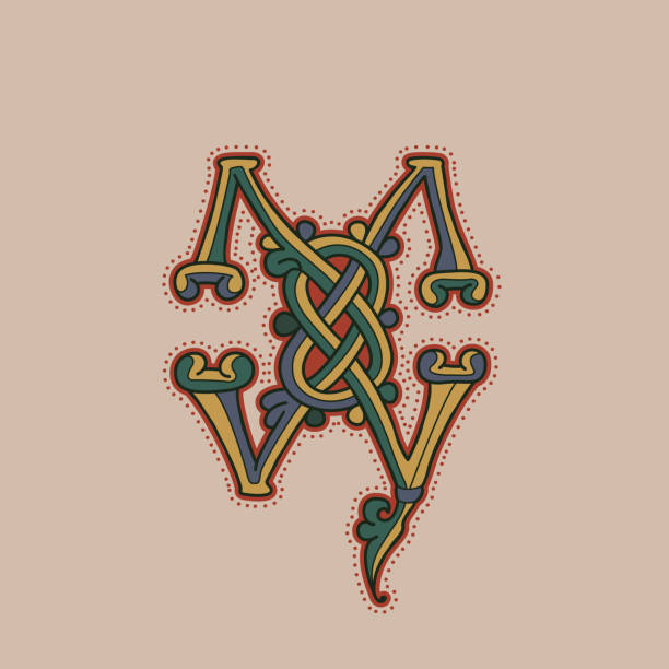 Medieval initial X letter logo made of twisted and spiral pattern. Ornamental type for history identity, ethnic prints, tribal posters, etc. celtic letter x stock illustrations
