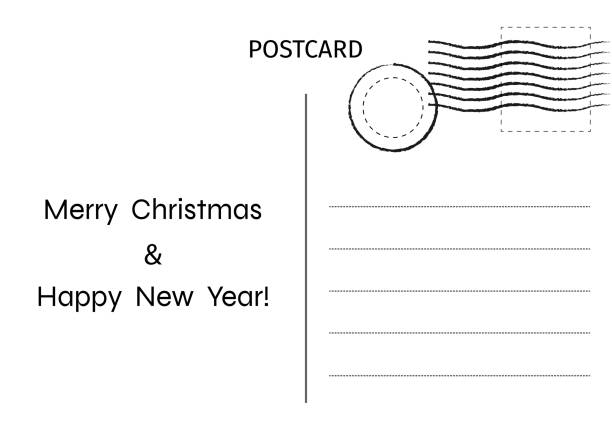 メリークリスマスと新年あけましておめでとうございますグリーティングカード。葉書。デザイン用の郵便カードイラスト。ベクターイラストレーション。 - greeting card christmas envelope mail点のイラスト素材／クリップアート素材／マンガ素材／アイコン素材