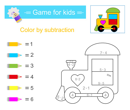 Color By Subtraction Math Activity For Children Developing Numeracy ...