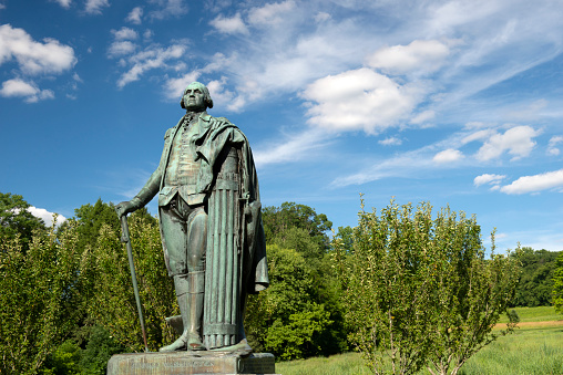 King of Prussia, USA - June 28, 2022. Statue of George Washington at Washington\