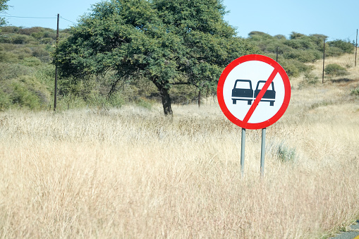 No Overtaking Sign near Windhoek, Namibia