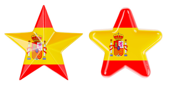 Stars with Spanish flag, 3D rendering isolated on white background