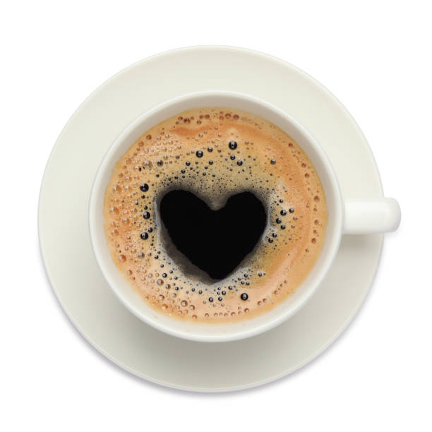istock Cup of tasty coffee isolated on white, top view 1405990231