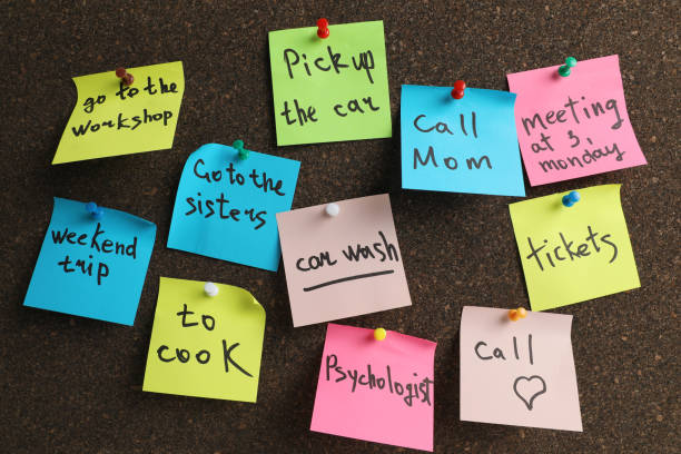 istock Colorful reminder notes pinned to cork board 1405993668