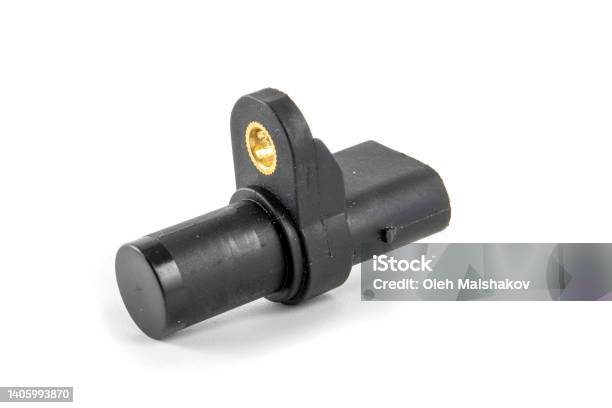 Crankshaft Position Sensor Isolated On White Auto Parts Stock Photo - Download Image Now