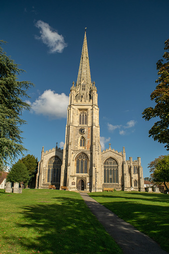 Cathedral of Gothic architecture under clear sky at Saffron Walden, England