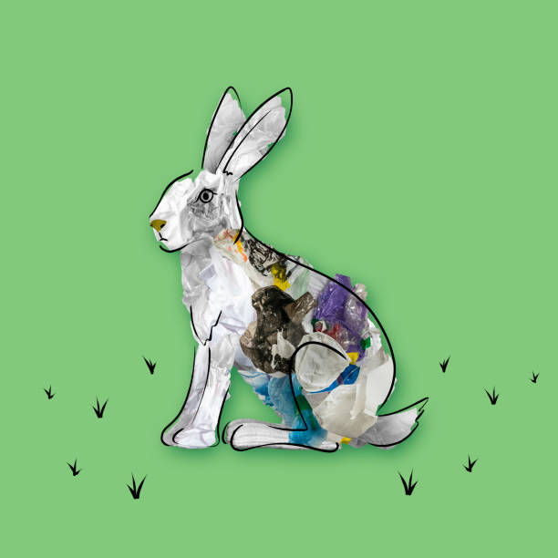 istock Contemporary conceptual art collage with painted animal hare filled with garbage and plastic waste. Pollution, saving environment, ecology, world social and eco issues 1405995992