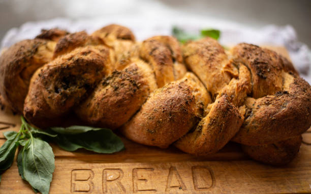 Knotted loaf of bread stock photo