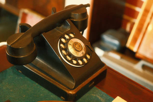 istock Old vintage classic phone with a cord 1405998374
