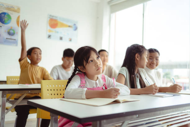 istock Student Raising Hand in Classroom Learning Bangkok, Thailand 1405999011