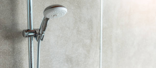 istock shower head with wall background in modern bathroom 1405999178