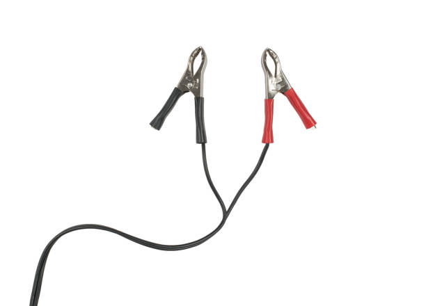 istock Cord with two probes for batteries insulated on a white background. 1405999542