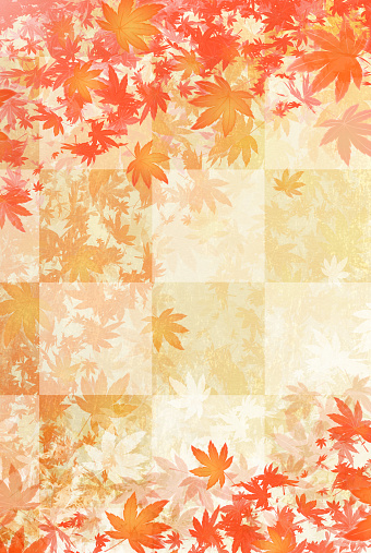 Background of autumn leaves dancing in Japanese style. For autumn events, etc.