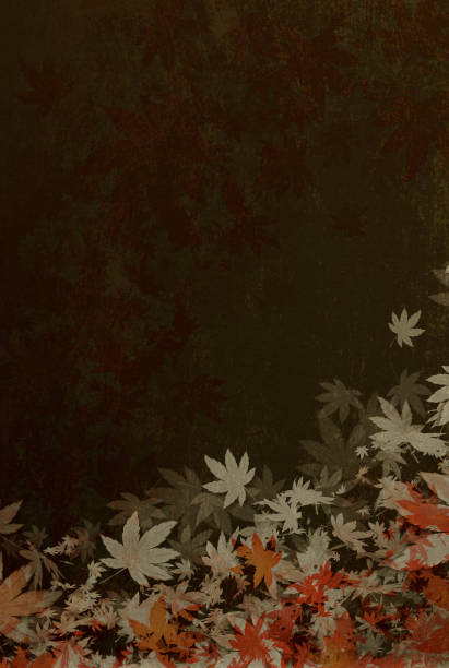 istock Background of autumn leaves dancing in Japanese style. 1406004780