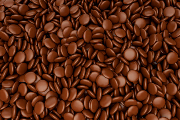 istock Brown Chocolate Candy Milk chocolate coated candy top view 3d illustration 1406008205