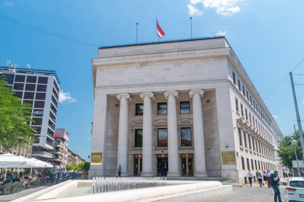 Palace of the Croatian National Bank (Croatian: Hrvatska narodna banka or HNB). stock photo