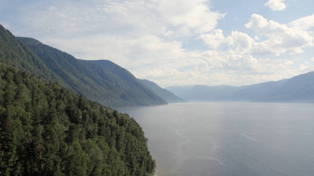 istock Lake Teletskoye between mountains with blue clear sky in Altai 1406012360