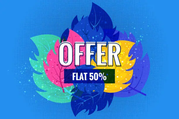 Vector illustration of Sale and Limited Special Offer Banner Template Flat Design. 50% Discount Offer