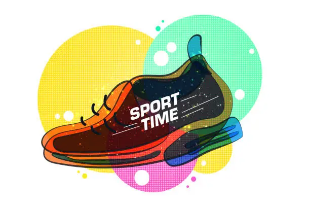 Vector illustration of Vector illustration of one sports running Shoe background