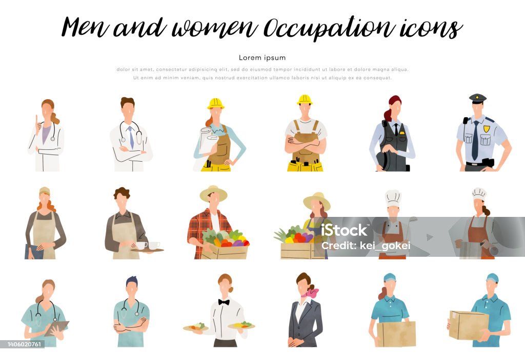 Current Occupation Vector Illustration Material Various Occupations Occupations People ...