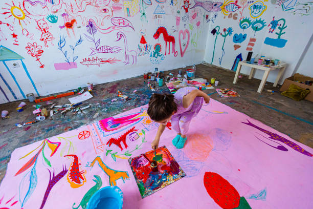 istock Girl painting in an art studio 1406021295
