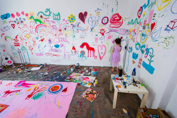 istock Children's mural in the art studio 1406022043