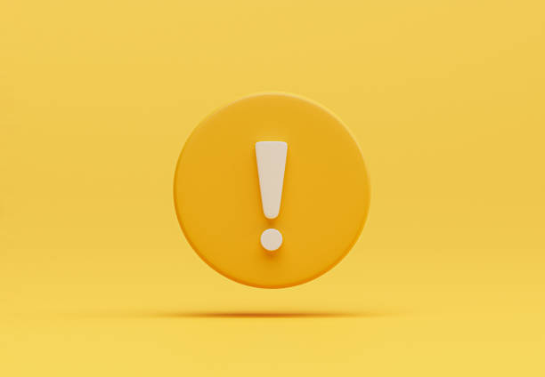 istock Realistic yellow caution warning sing on yellow background for attention exclamation mark traffic sign by 3d render illustration. 1406022422