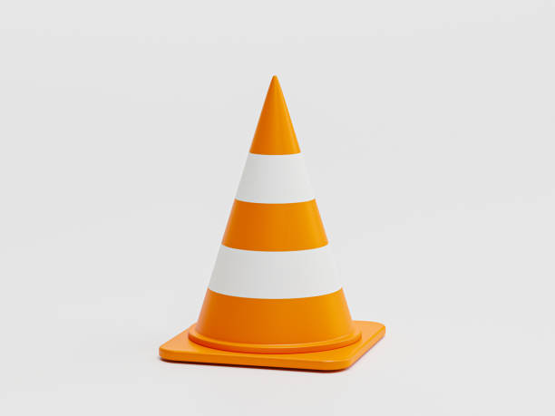 istock Isolate of realistic orange traffic warning cone for under construction, maintenance , attention and transportation concept by 3D render illustration. 1406024323