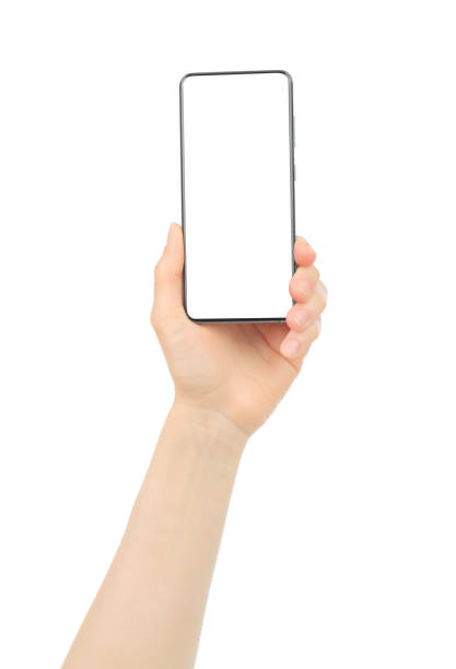 istock Hand holding modern Smart Phone, isolated on white background 1406024927
