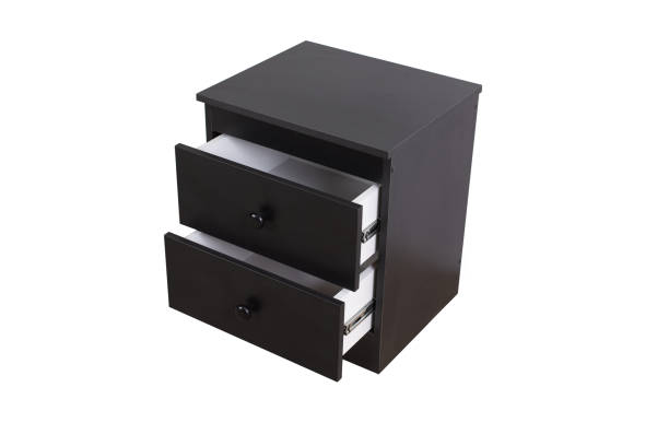 New dark closed bedside table isolated on white background