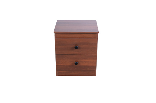 Wooden chest of drawers isolated on white background