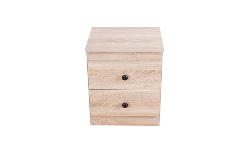 Wooden chest of drawers isolated on white