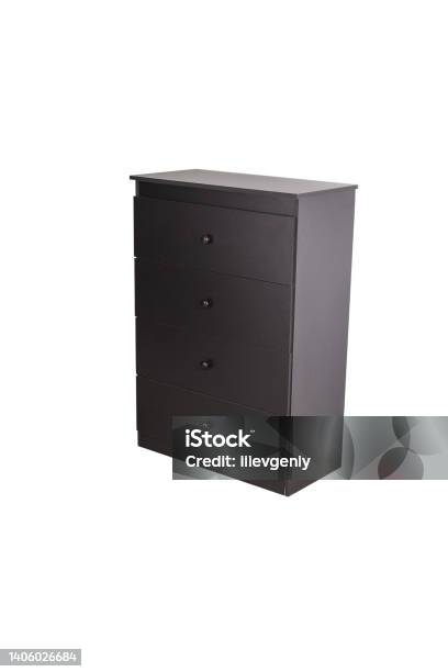 New Black Closed Bedside Table Isolated On White Background Stock Photo - Download Image Now
