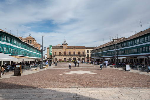 Logrono, Spain - November 5, 2019 : Scenic view of Market Plaza in Logrono city, in Spain
