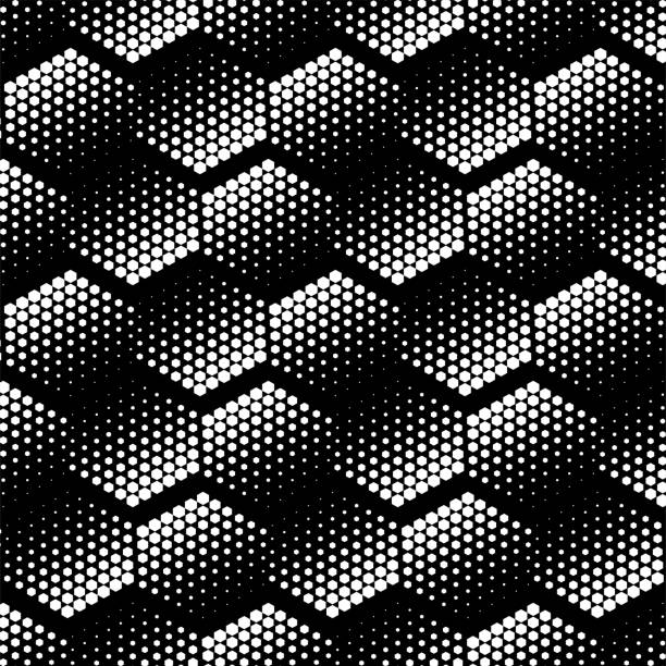 illustrations, cliparts, dessins animés et icônes de illustration vectorielle. texture hexagonale. motif géométrique sans couture noir et blanc. arrière-plan abstrait en mosaïque. texture polygonale géométrique répétitive hexagonale. - illusion leather pattern backgrounds