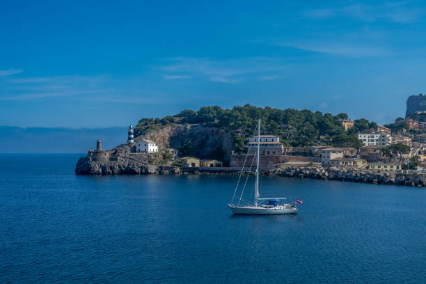 istock Sailing boat at anchor in Port Soller 1406032536