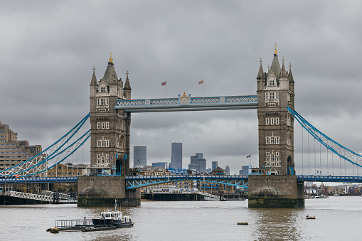 Tower Bridge in London UK on a cloudy day