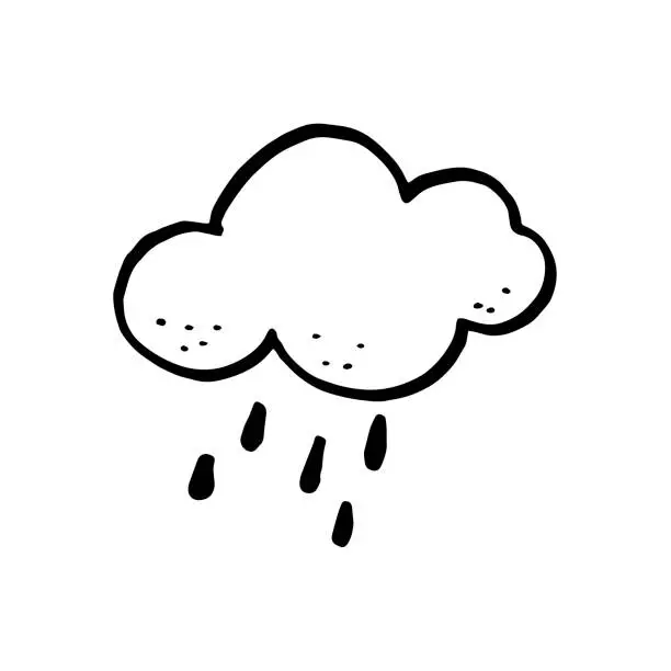Vector illustration of Doodle hand-drawn rain cloud