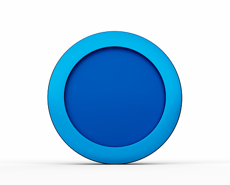 Blue button isolated on white Blue circle Empty label round sticker, price tags Abstract background 3d illustration
