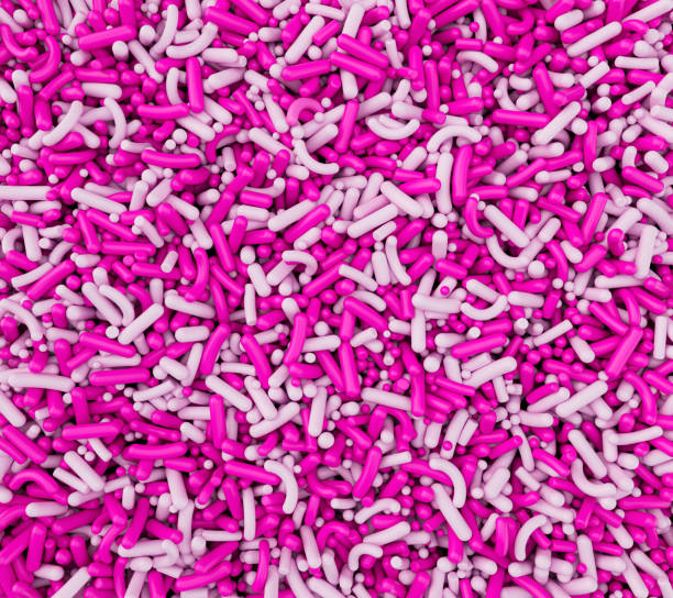 istock Sugar sprinkles Pink and white Sprinkles background 3d illustration 1406042649