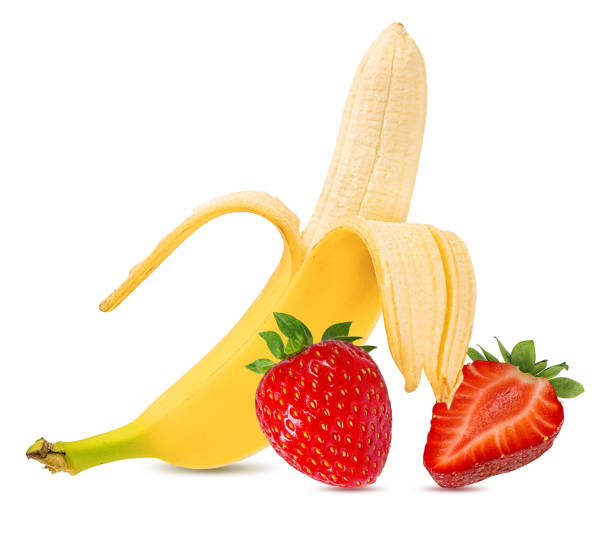 istock Bananas and strawberries isolated 1406046560