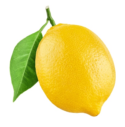 Limón con hojas aisladas sobre fondo blanco photo