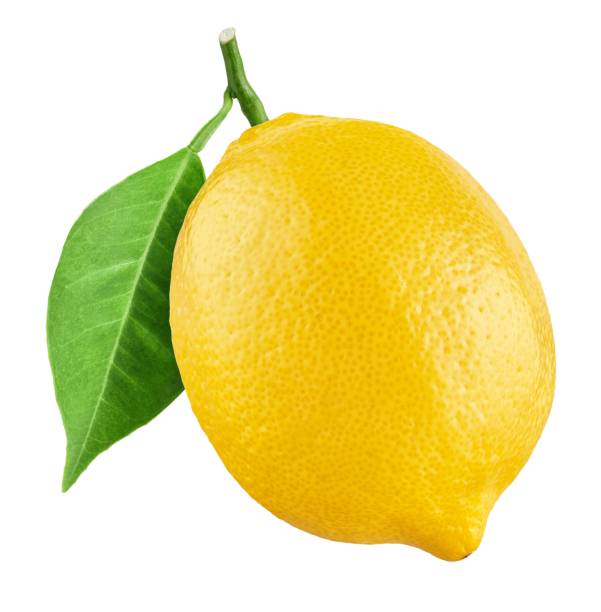 limone con foglia isolata su fondo bianco - limone foto e immagini stock