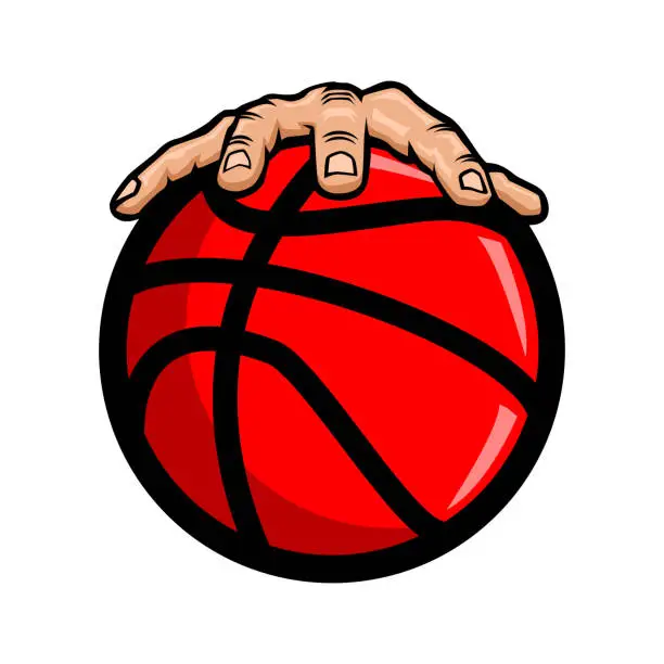 Vector illustration of Hand in dribbling position with basketball ball