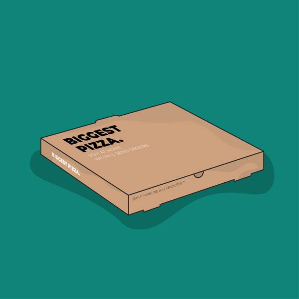 Big box container template in old paper design for pizza product packaging design Big box container template in old paper design for pizza product packaging cardboard box mockup stock illustrations