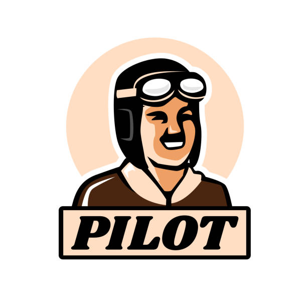 Portrait of pilot, Aviator, airman illustration.
