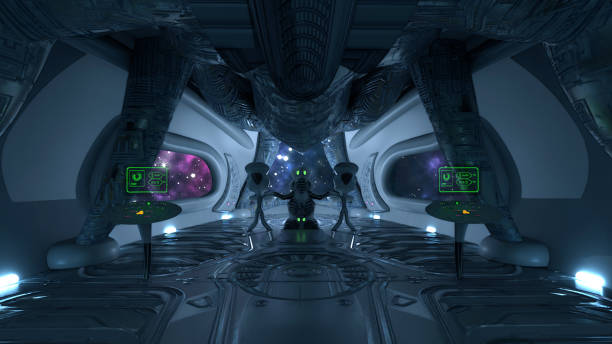 istock Bridge of an alien spaceship 1406054214