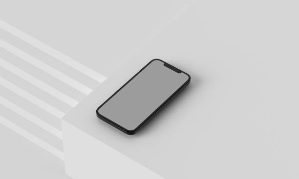 Illustration 3d render of isometric rectangles simulating a telephone in a 3d space with blank spaces. From different perspectives and views to help rock up for applications. iPad iPhone