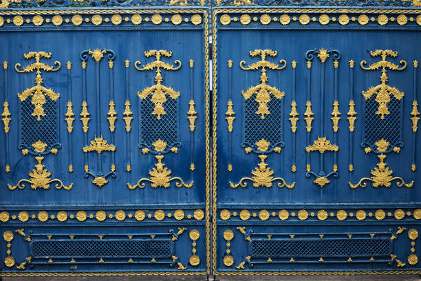 Blue colored  and golden ornated thai gate