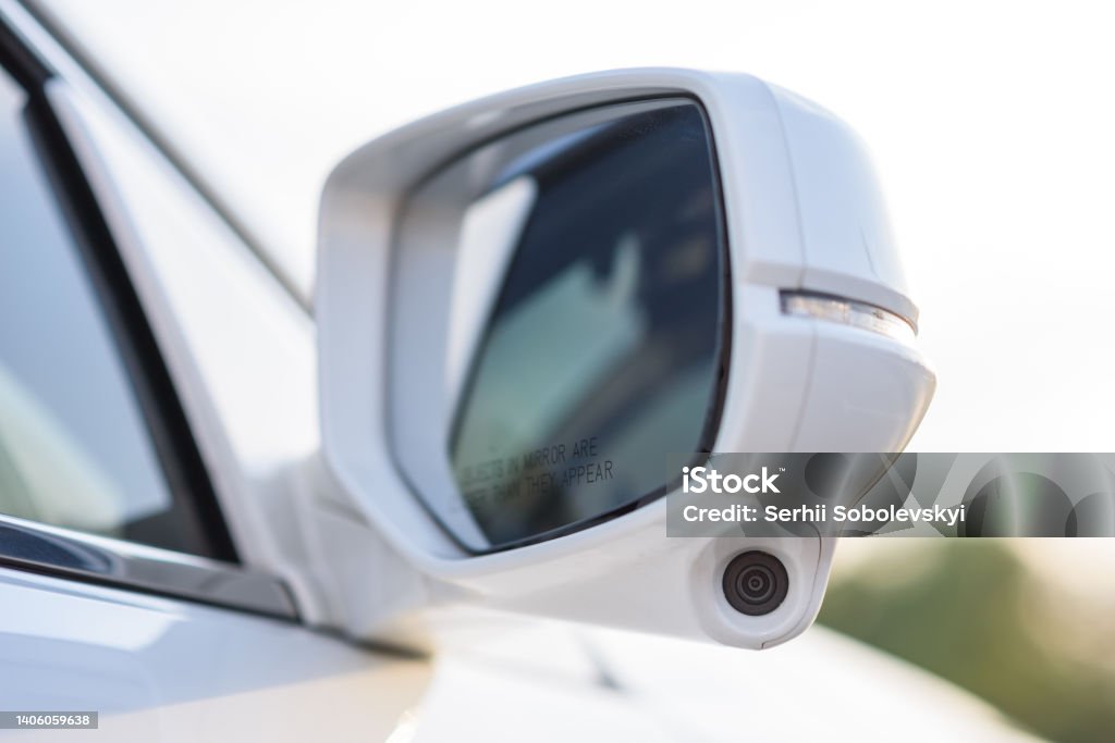Rear View Mirror Cover With Surround View 360 Degrees Camera A Camera  System On Right Side Mirror On Car To Help Drivers Can See A Blind Spot  Area Parking Assistance Technology And